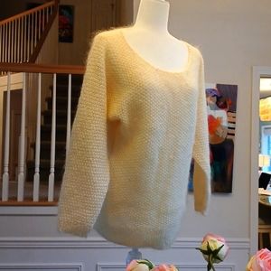 Linda Allard for Ellen Tracy Cream knit with faceted crystals on front size P
